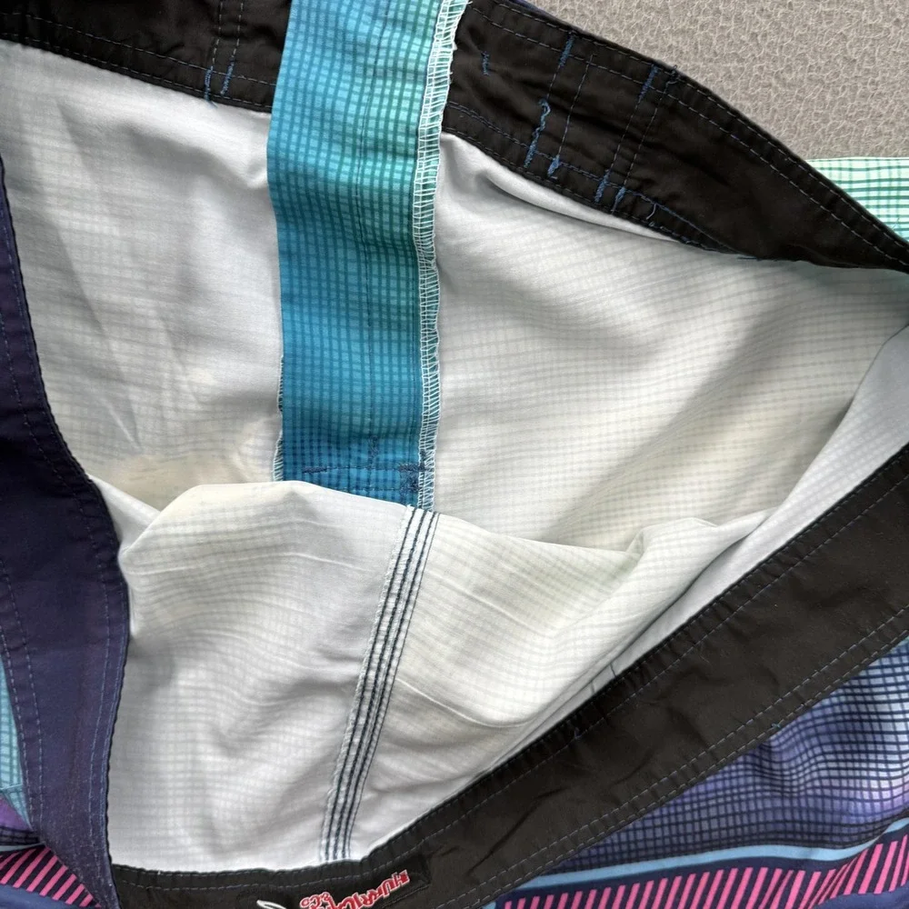 Hurricane & Co Board Shorts Mens 42 Blue Geometric Swim Trunks Pocket Beach.‎